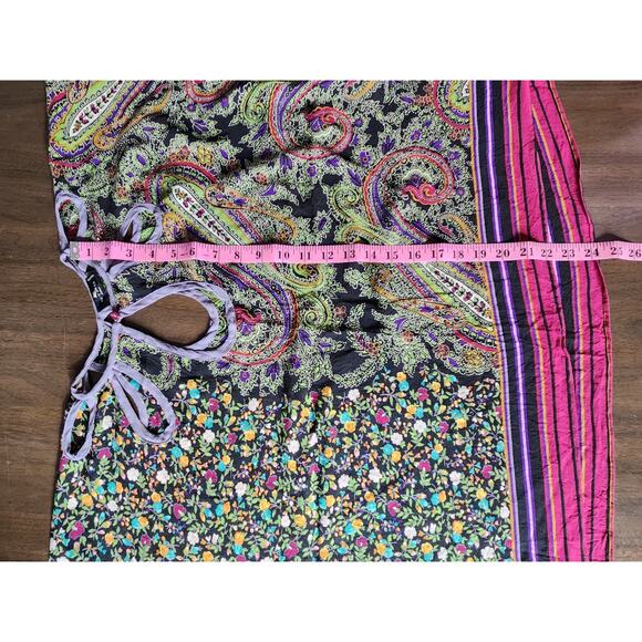 ETRO Paisley Floral Silk Kaftan Poncho Top W/ Key Holes Women's One Size Euc - Picture 8 of 8